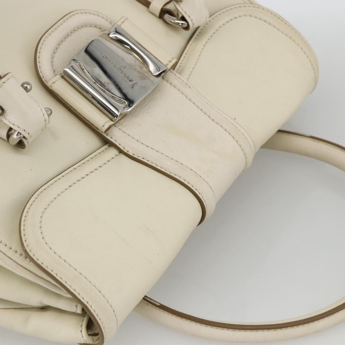 Salvatore Ferragamo Vintage Leather White Leather Handbag (Pre-Owned)