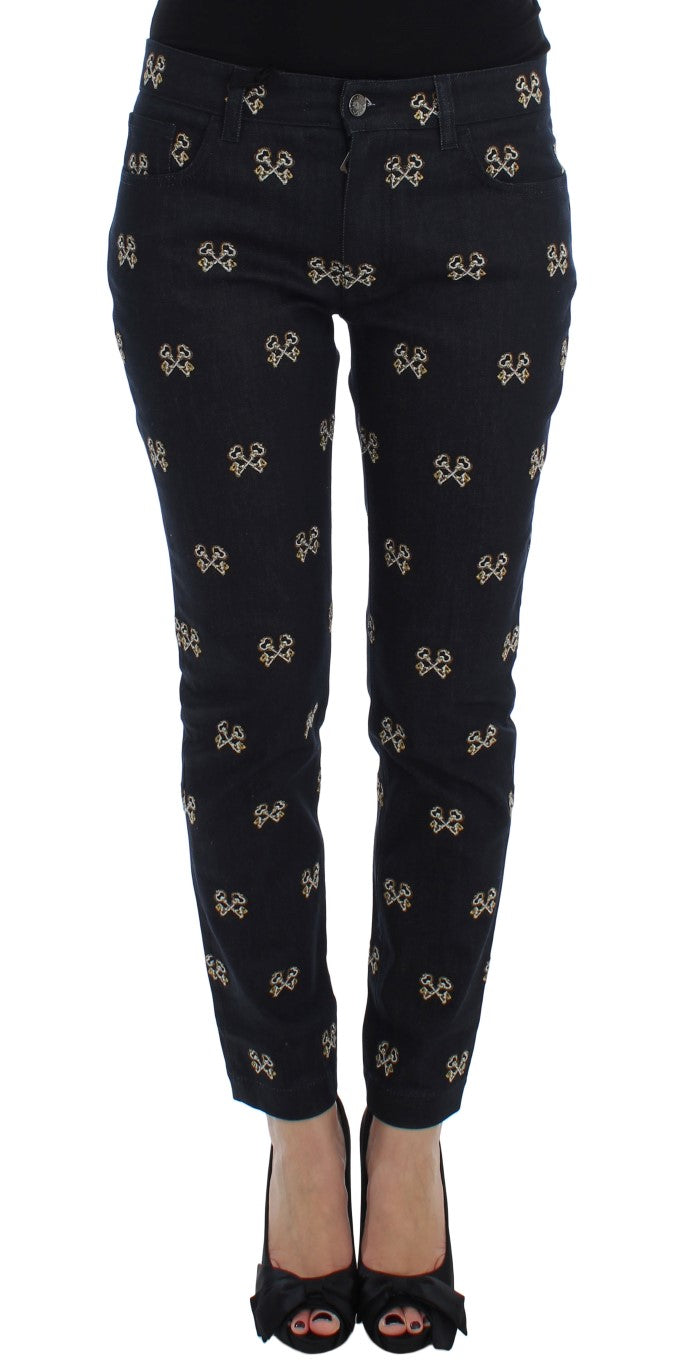 Dolce & Gabbana Elegant Embroidered Slim Fit Denim Women's Jeans