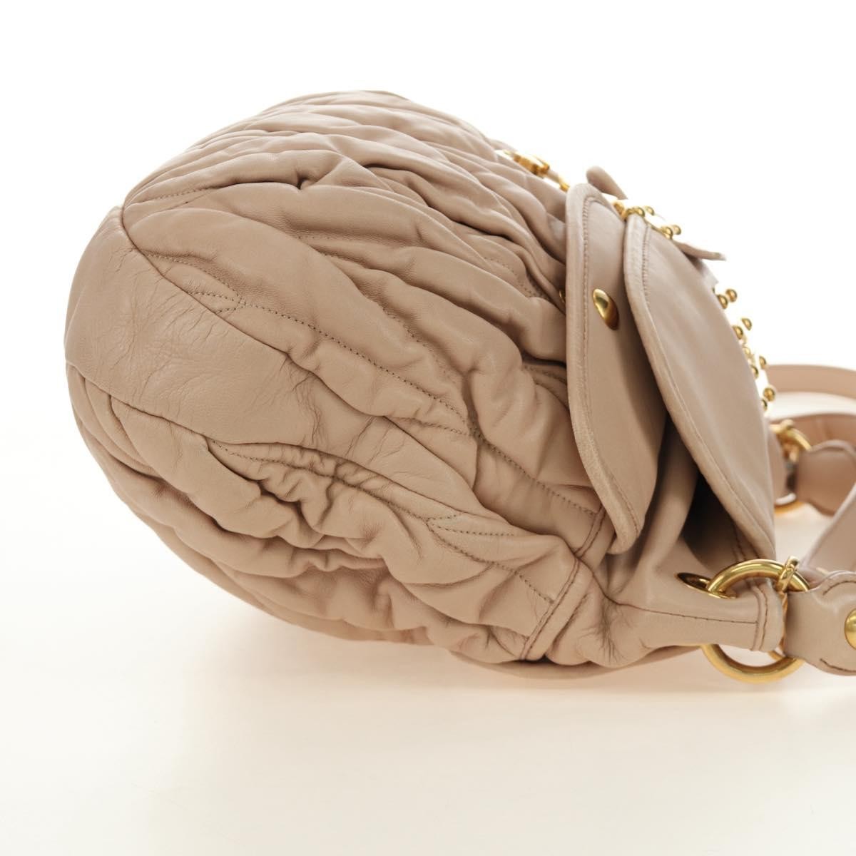 Miu Miu Madras Convertible Lock Tote Leather Pink_Gold Leather Handbag (Pre-Owned)