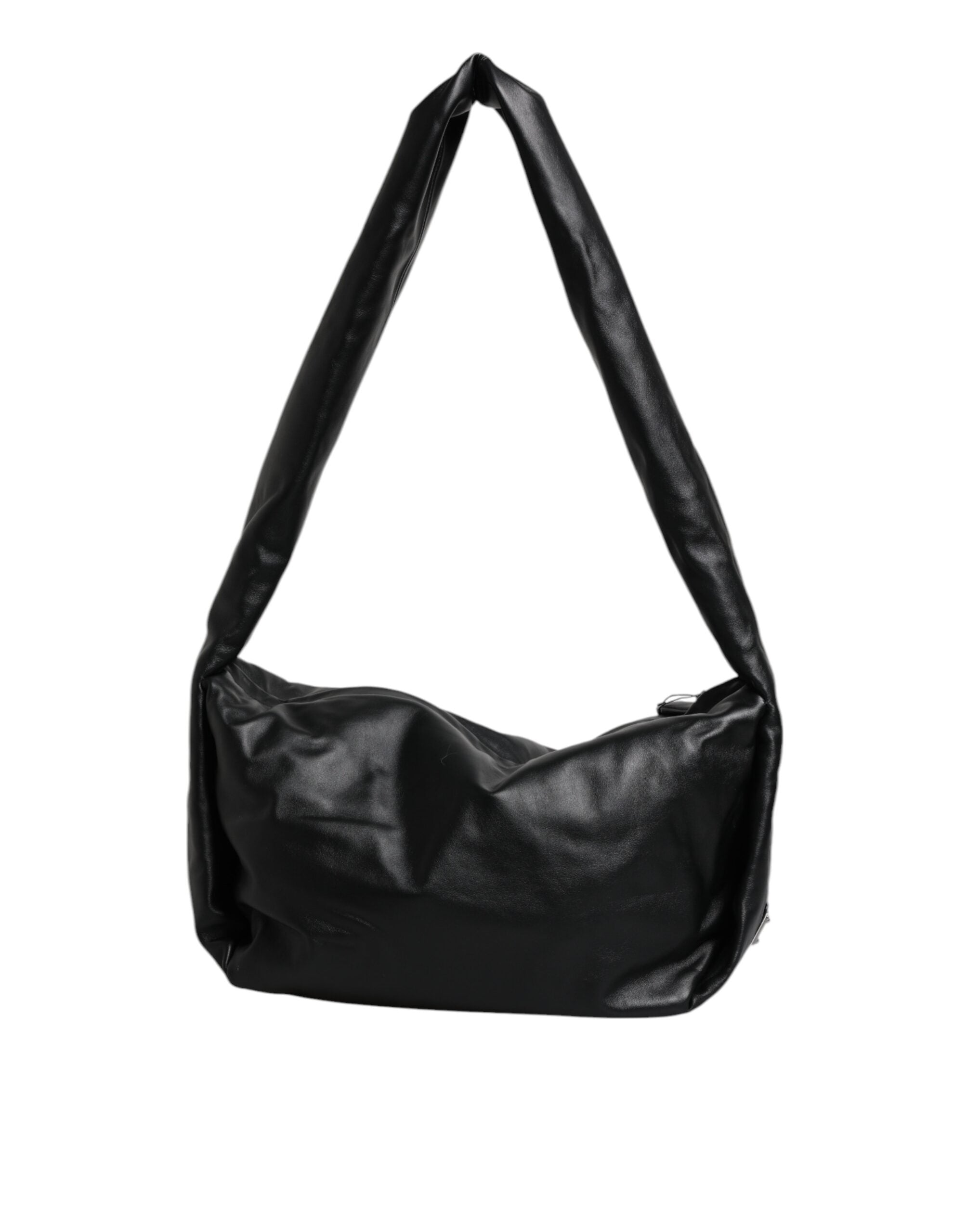 Dolce & Gabbana Black Leather Logo Plaque Shoulder Women's Bag (Pre-Owned)