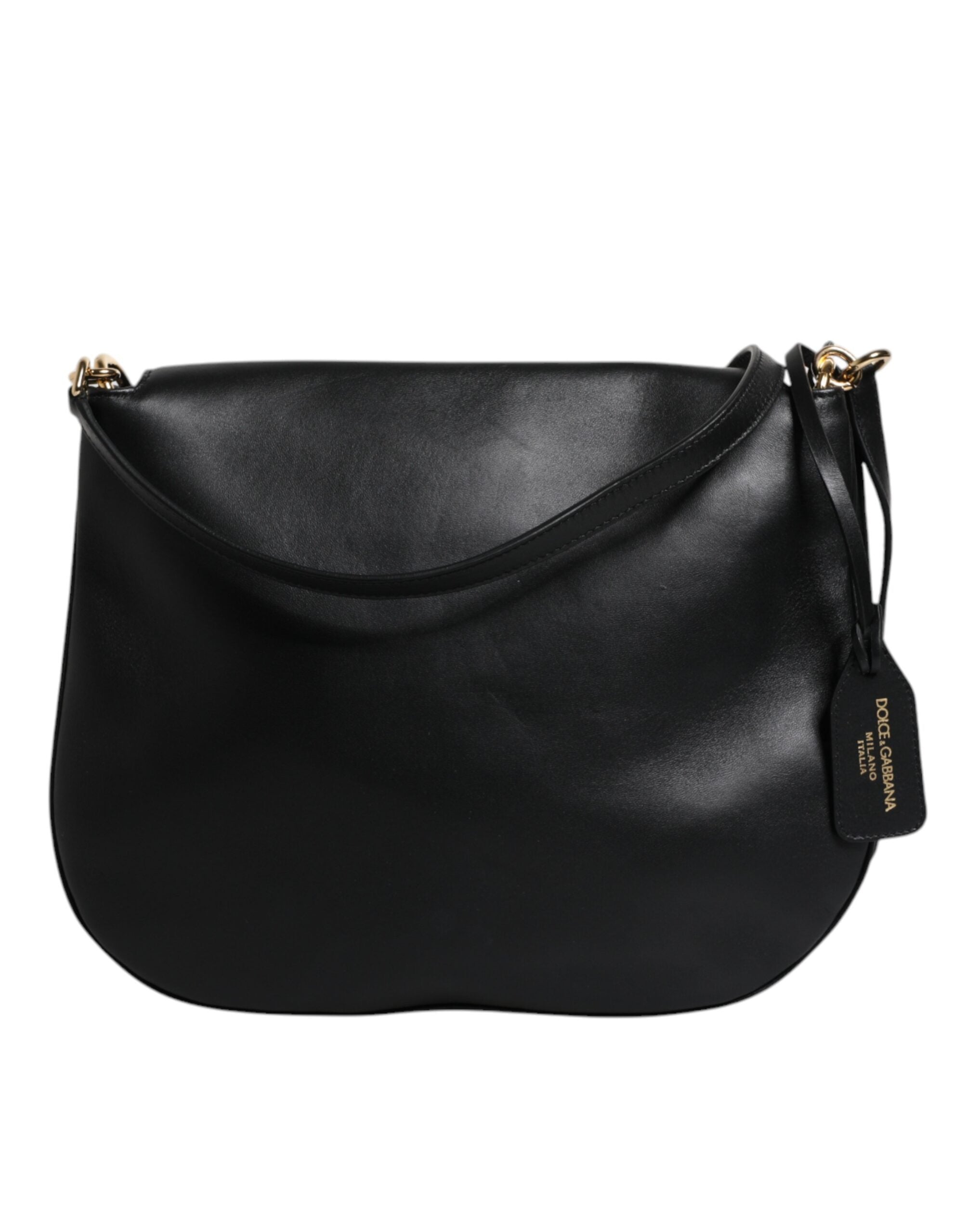 Dolce & Gabbana Black Leather Flap Saddle Shoulder Women's Bag (Pre-Owned)