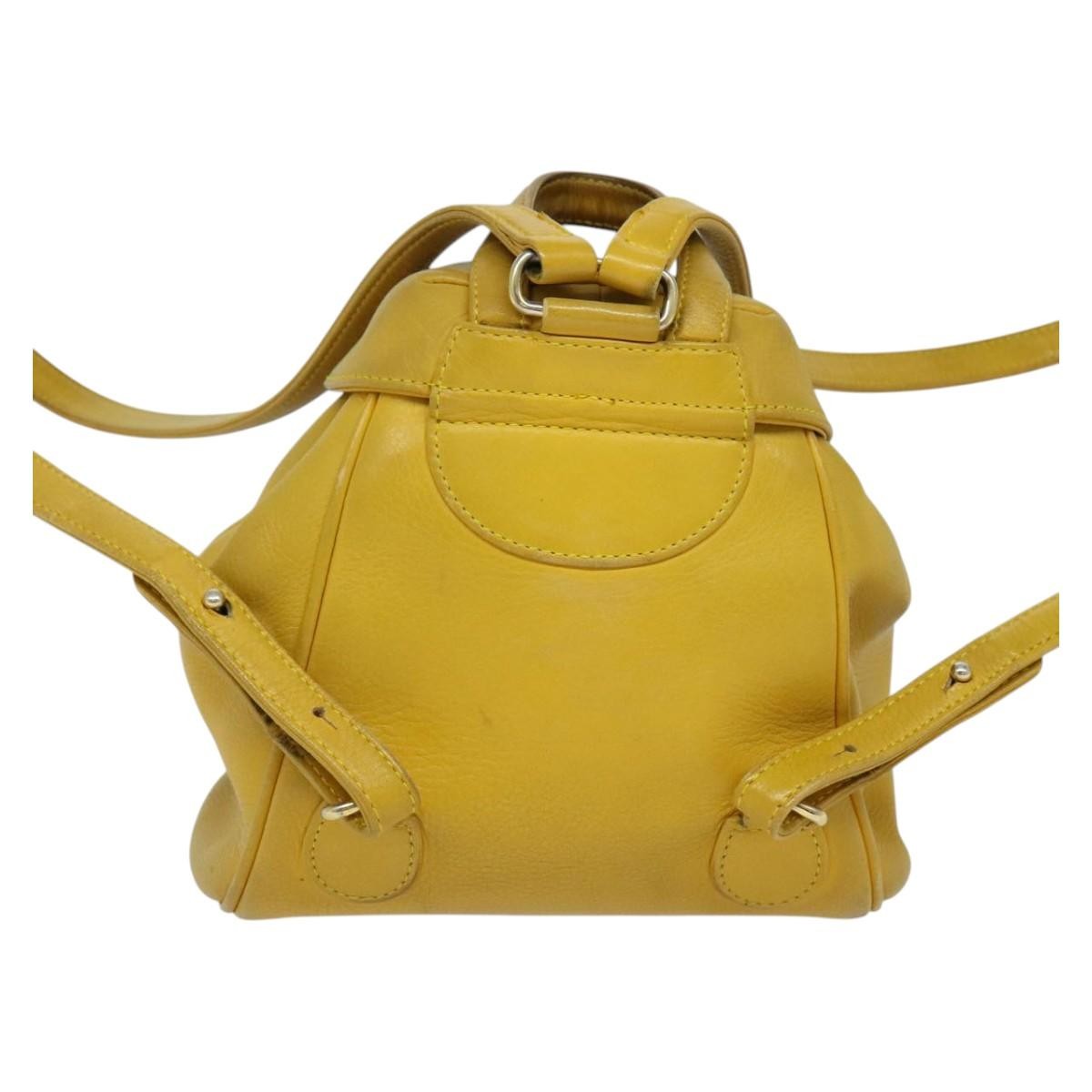 Christian Dior Vintage Flap Leather Yellow Leather Backpack Bag (Pre-Owned)
