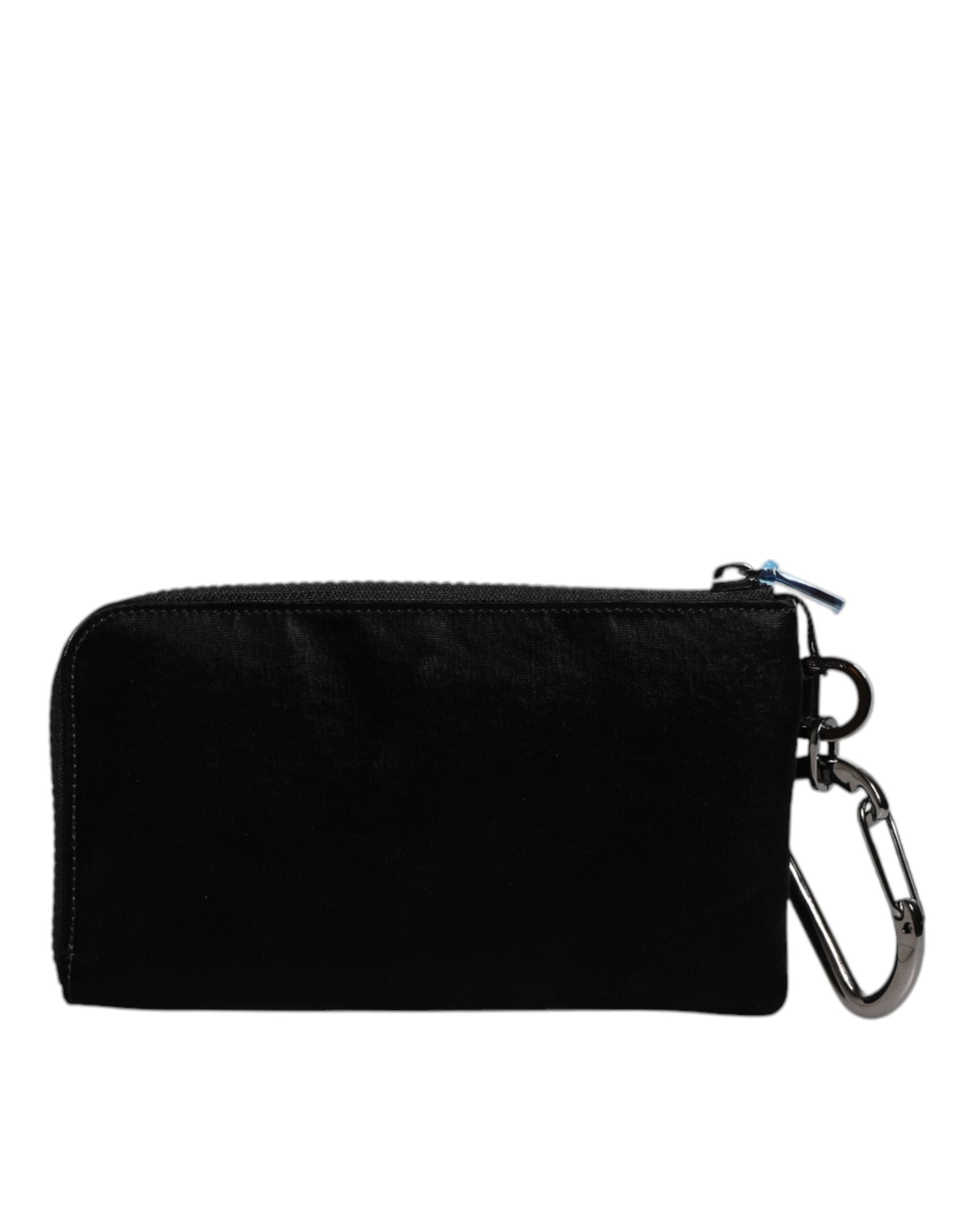 Dolce & Gabbana Black Nylon Logo Plaque Keyring Pouch Clutch Men's Bag