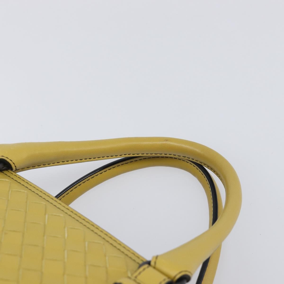Bottega Veneta Monaco Nappa Leather With Intrecciato Detail Yellow Leather Handbag (Pre-Owned)