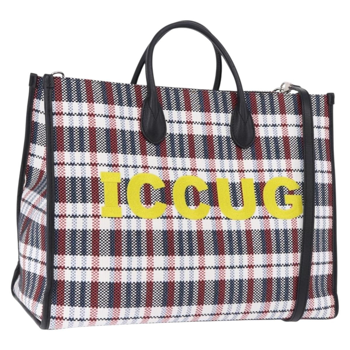 Gucci Iccug Tote Embroidered Faux Raffia Multicolour Canvas Tote Bag Bag (Pre-Owned)