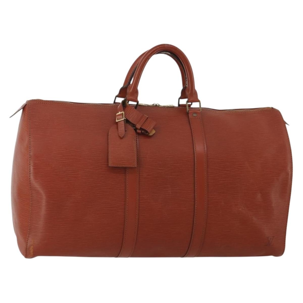 Louis Vuitton Keepall Bag Epi Leather Brown Leather Travel Bag Bag (Pre-Owned)