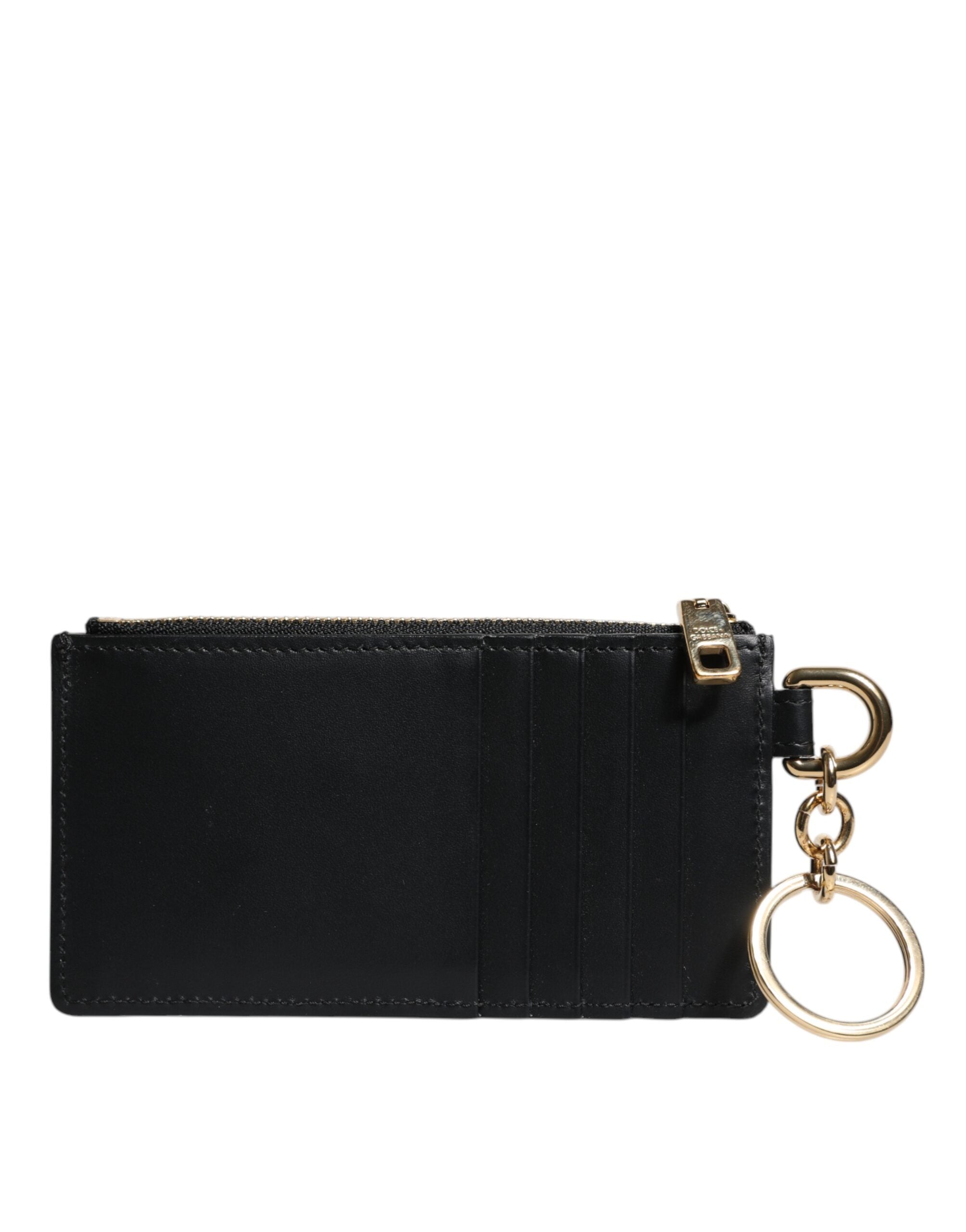 Dolce & Gabbana Black Calfskin Leather DG Logo Card Holder Men's Wallet (Pre-Owned)
