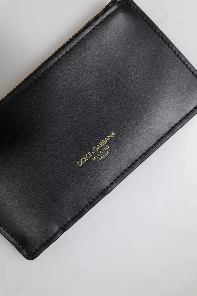 Dolce & Gabbana Black Calfskin Leather DG Logo Card Holder Men's Wallet (Pre-Owned)