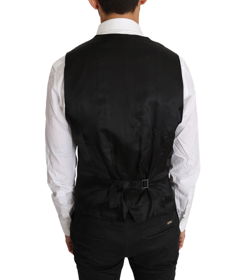 Dolce & Gabbana Gray Solid 100% Wool Waistcoat Men's Vest