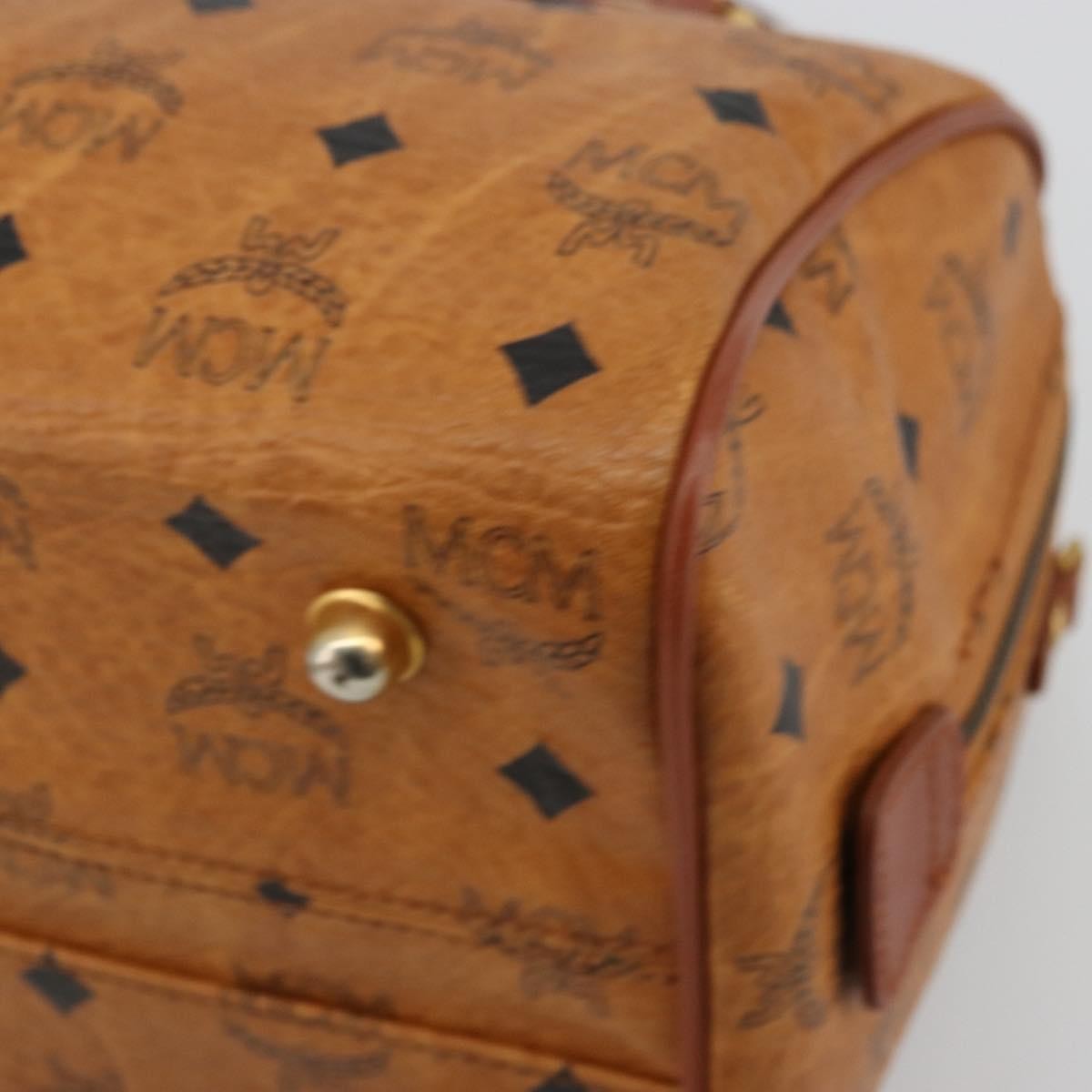 MCM Vicetos Logogram Boston Brown Leather Travel Bag Bag (Pre-Owned)