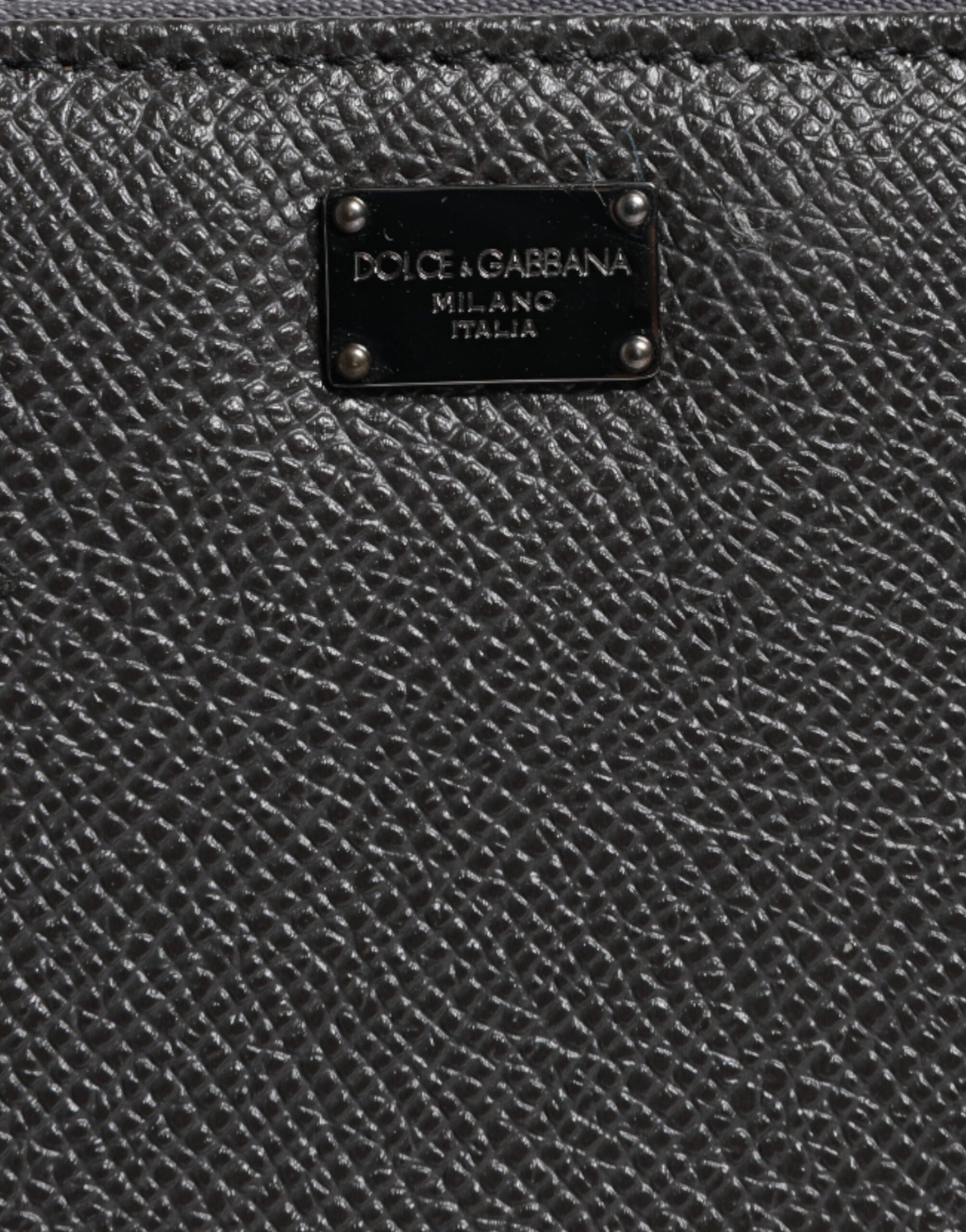 Dolce & Gabbana Dark Gray Leather DG Logo Zip Around Continental Women's Wallet