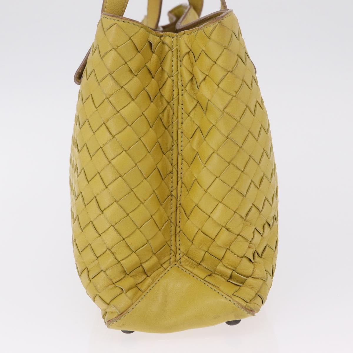 Bottega Veneta Belted Intrecciato Nappa Yellow Leather Tote Bag Bag (Pre-Owned)