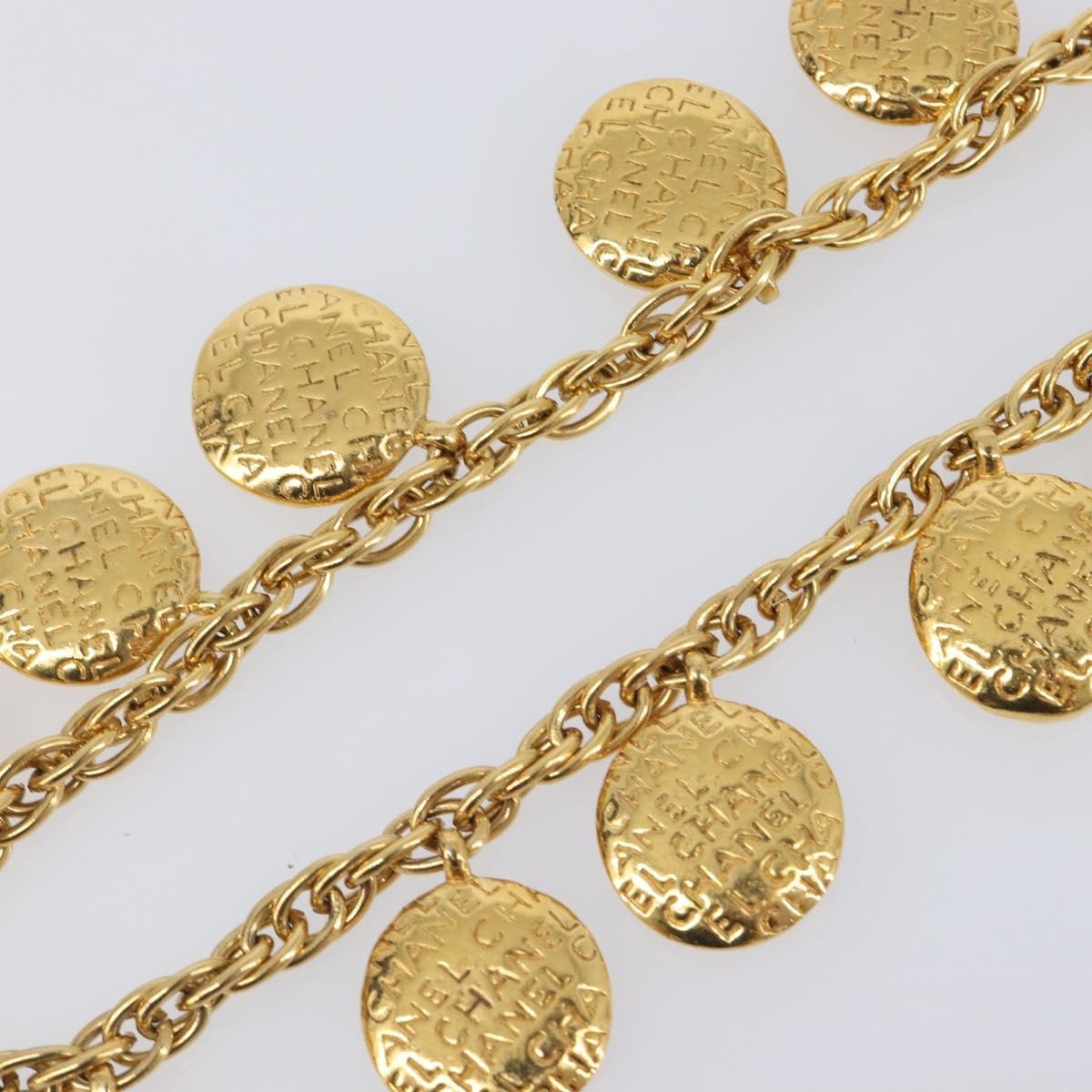 Chanel Vintage Diamond Coco Mademoiselle Long Metal Gold Metal Necklace Jewelry (Pre-Owned)