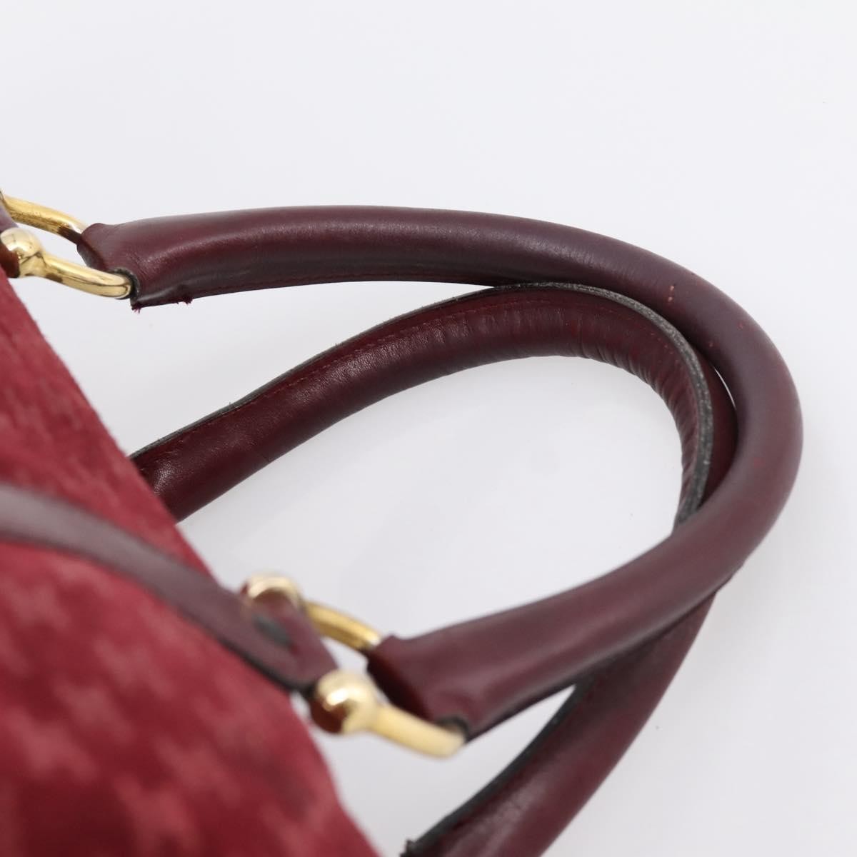 Celine Vintage Macadam Boston Velvet And Leather Burgundy Velvet Handbag (Pre-Owned)