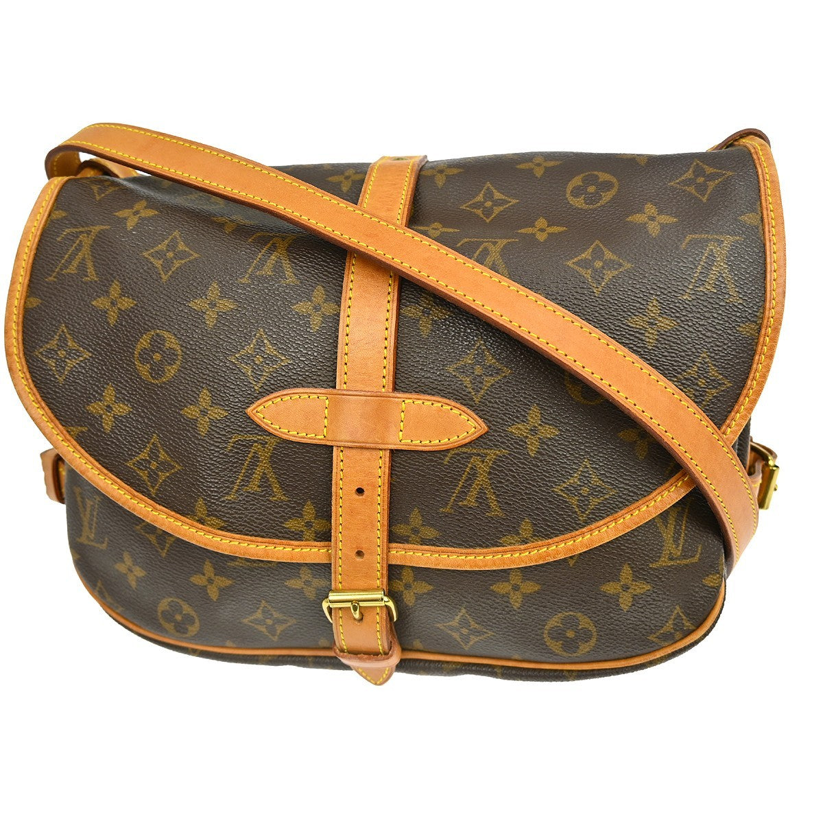 Louis Vuitton Saumur Monogram Brown Canvas Shoulder Bag Bag (Pre-Owned)