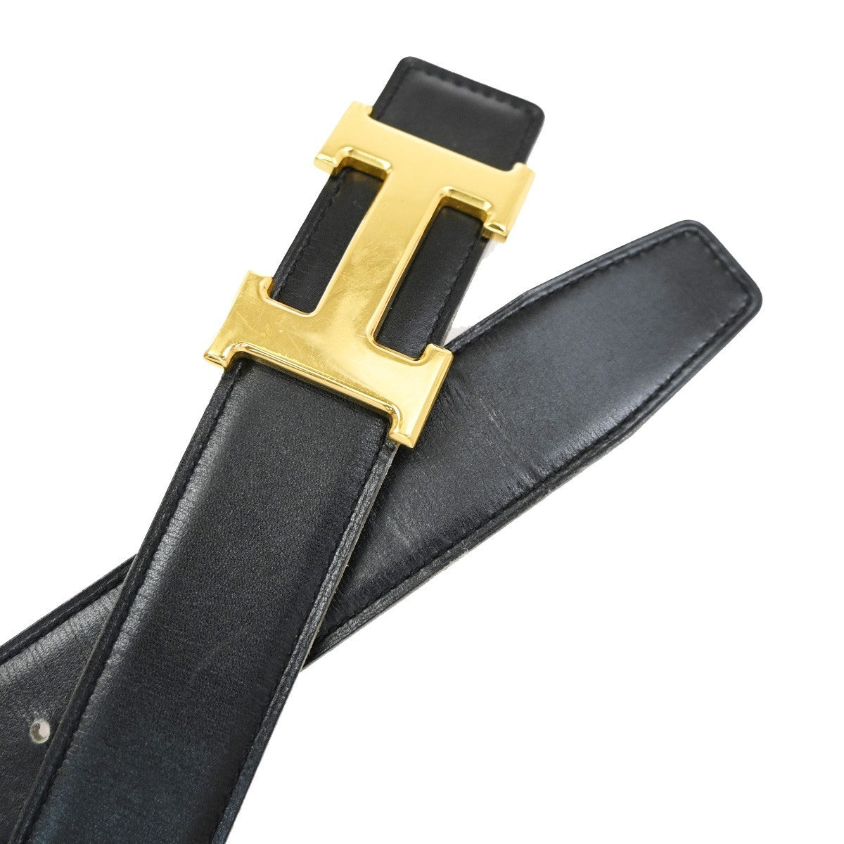 Hermes Constance Reversible Belt Leather Black Leather Belts Accessory (Pre-Owned)