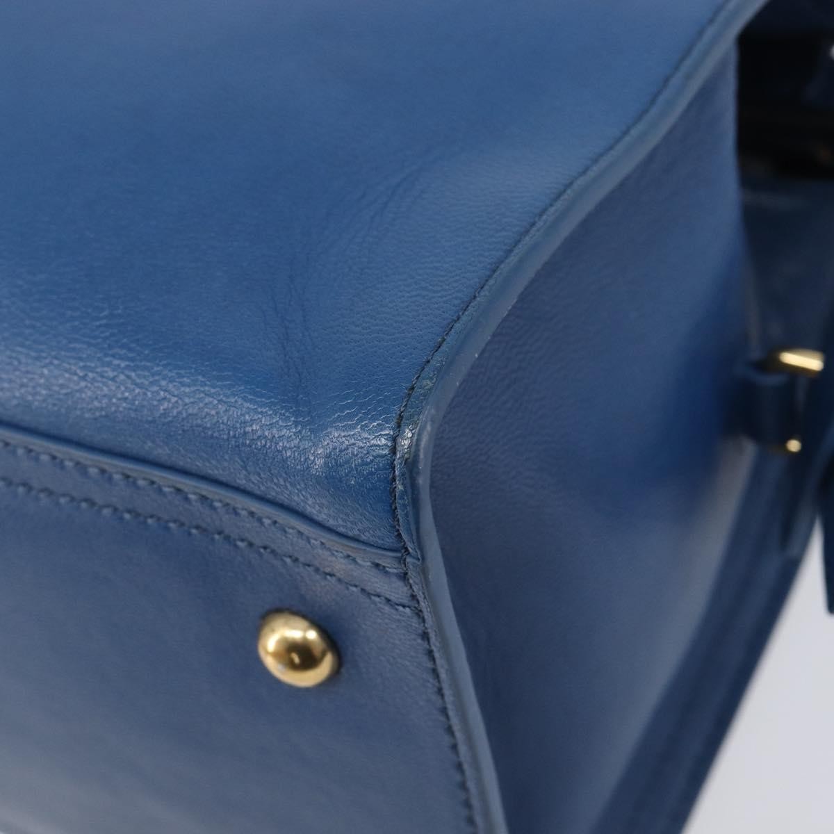 Saint Laurent Chyc Cabas Leather Blue Leather Tote Bag Bag (Pre-Owned)