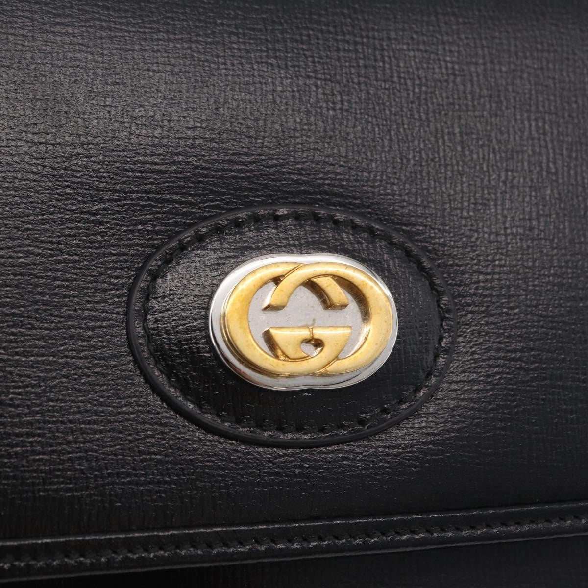 Gucci Marina Chain Flap Leather Black Leather Shoulder Bag Bag (Pre-Owned)