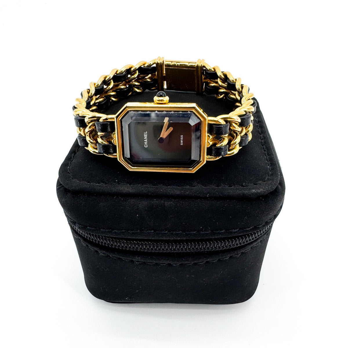 Chanel Premiere Rock Quartz Plated Metal And Leather Watch (Pre-Owned)