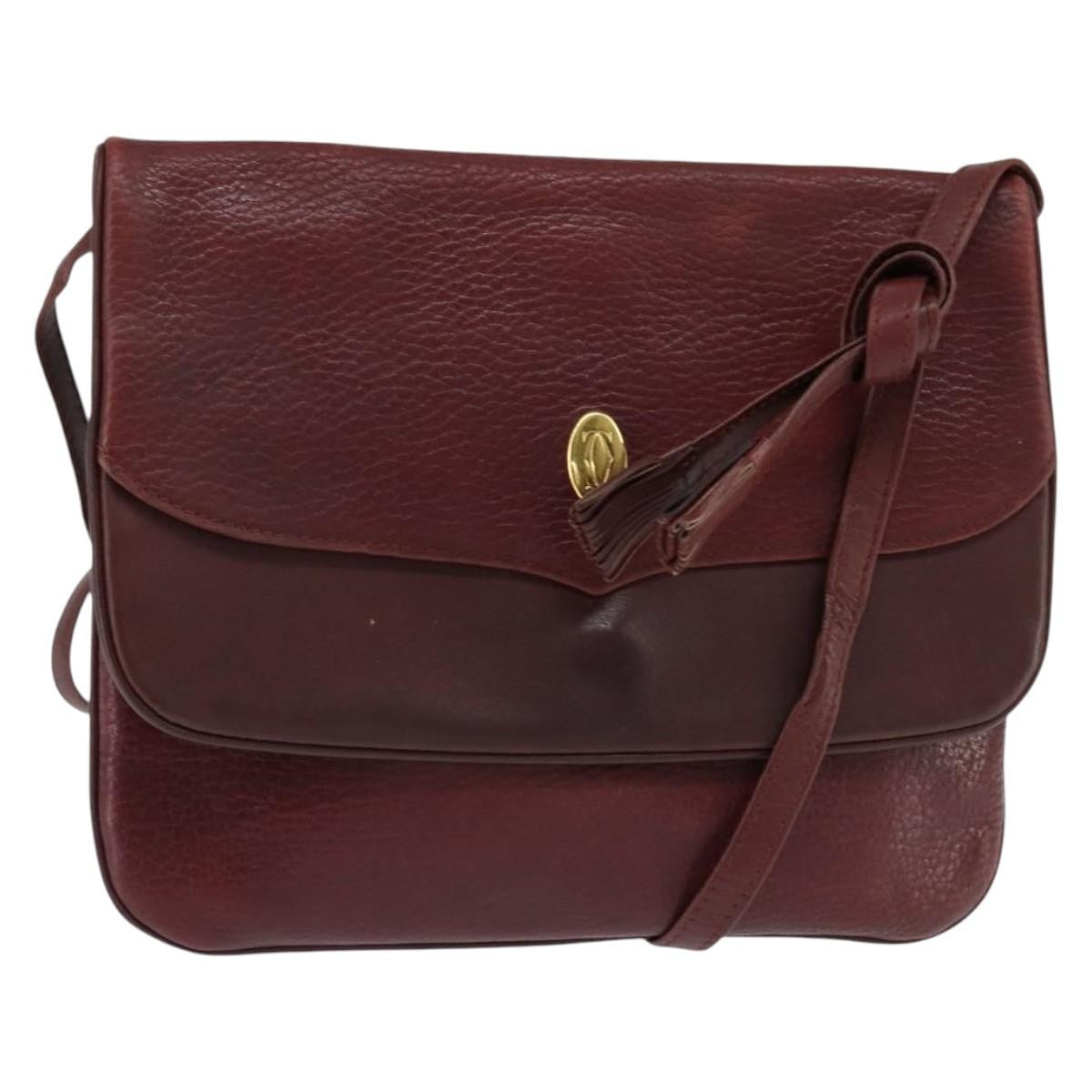 Cartier Must De Cartier Leather Burgundy Leather Shoulder Bag Bag (Pre-Owned)