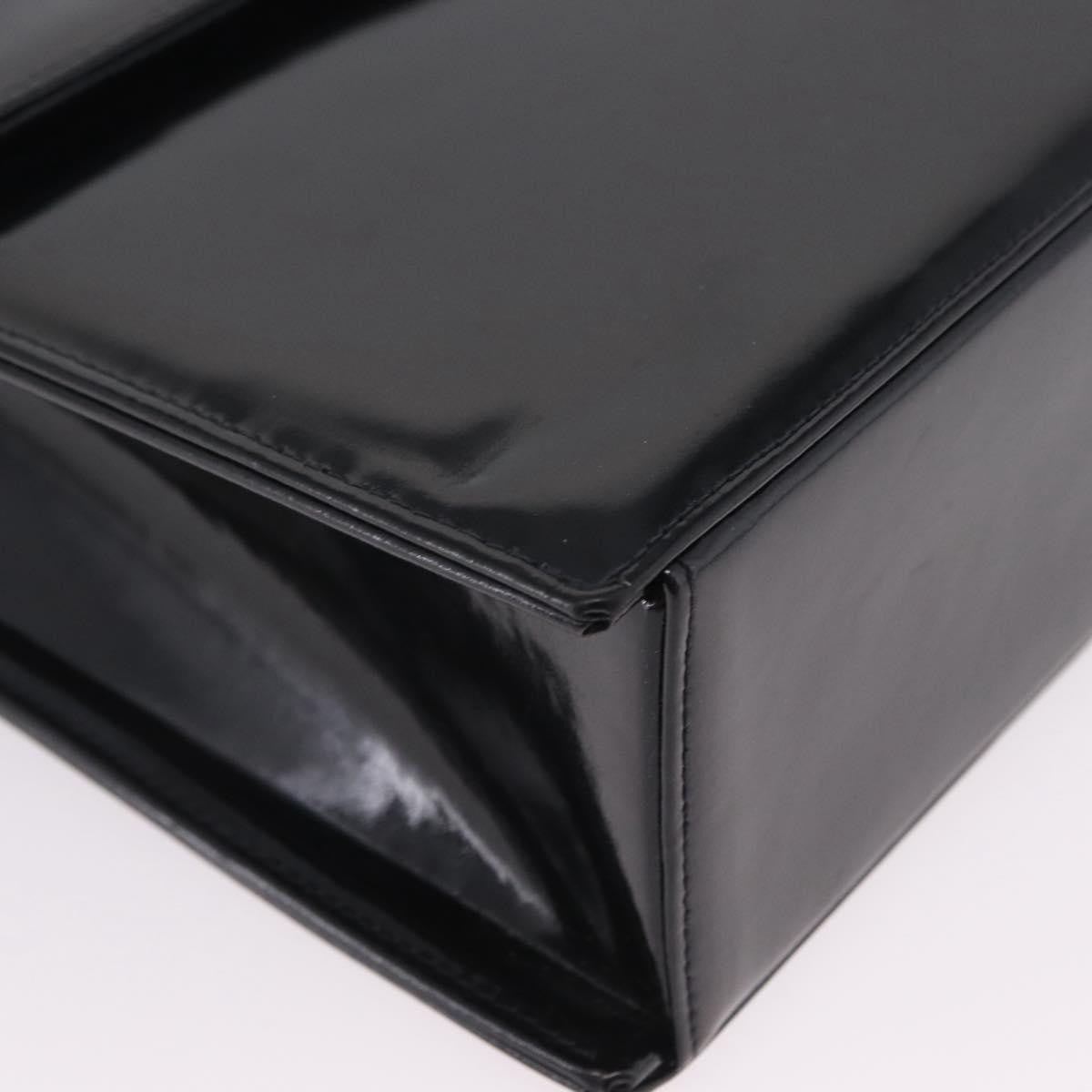 Chanel Vintage Cc Box Flap Leather Black Patent_Leather Handbag (Pre-Owned)