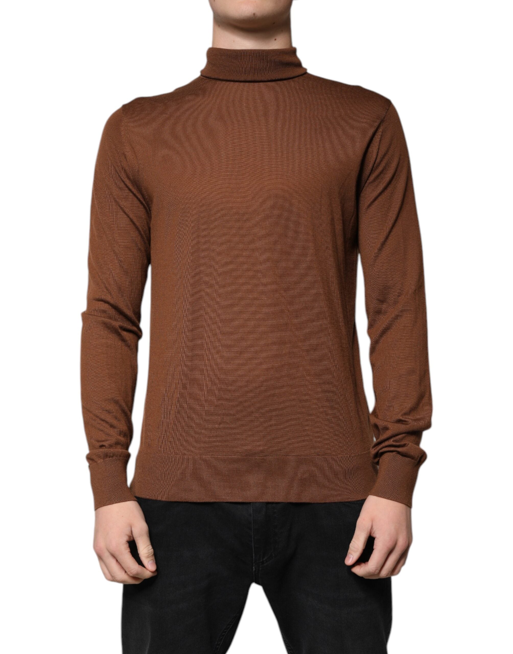 Dolce & Gabbana Brown Cashmere Turtleneck Pullover Men's Sweater (Pre-Owned)