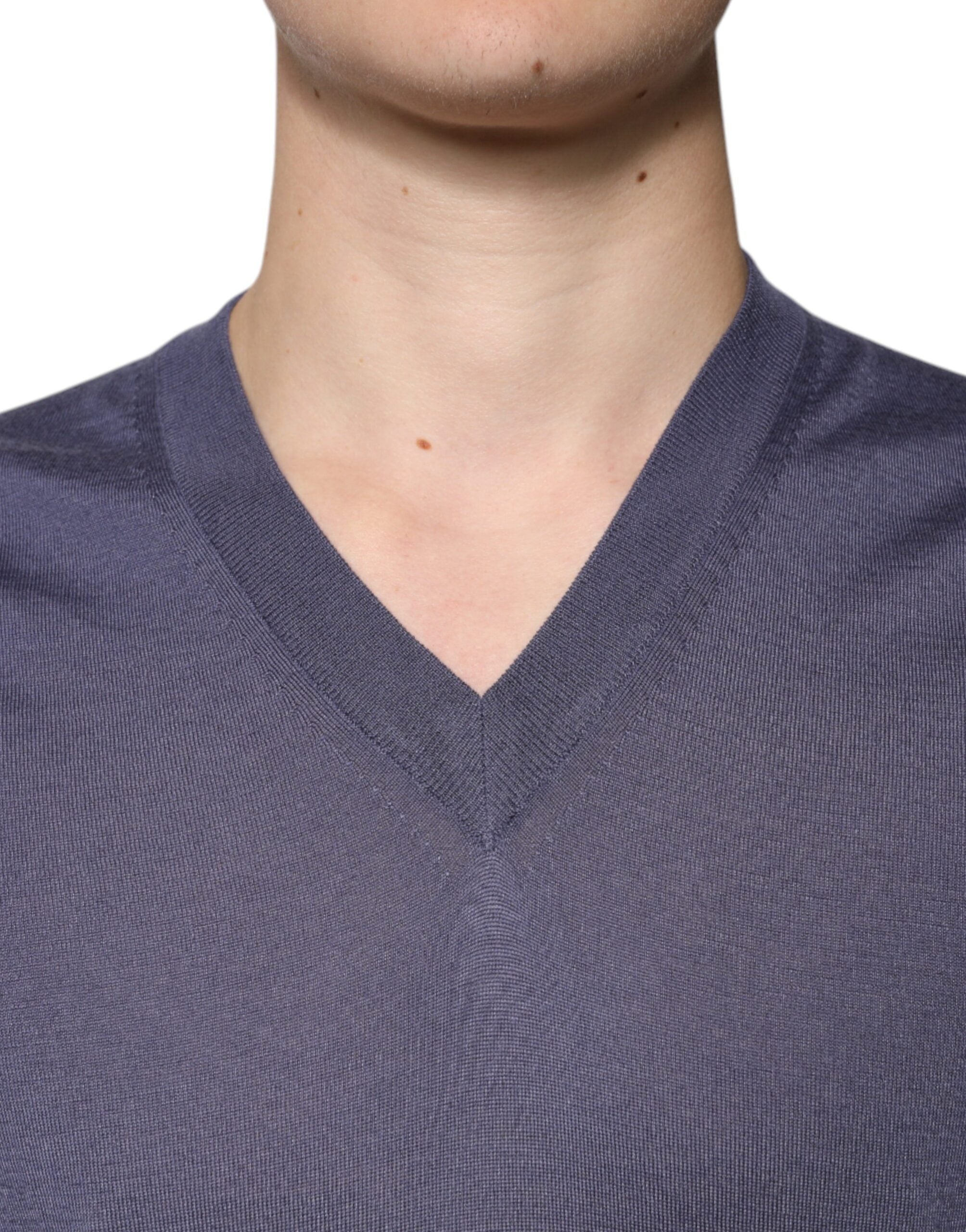 Dolce & Gabbana Gray Cashmere V-neck Men Pullover Men's Sweater (Pre-Owned)