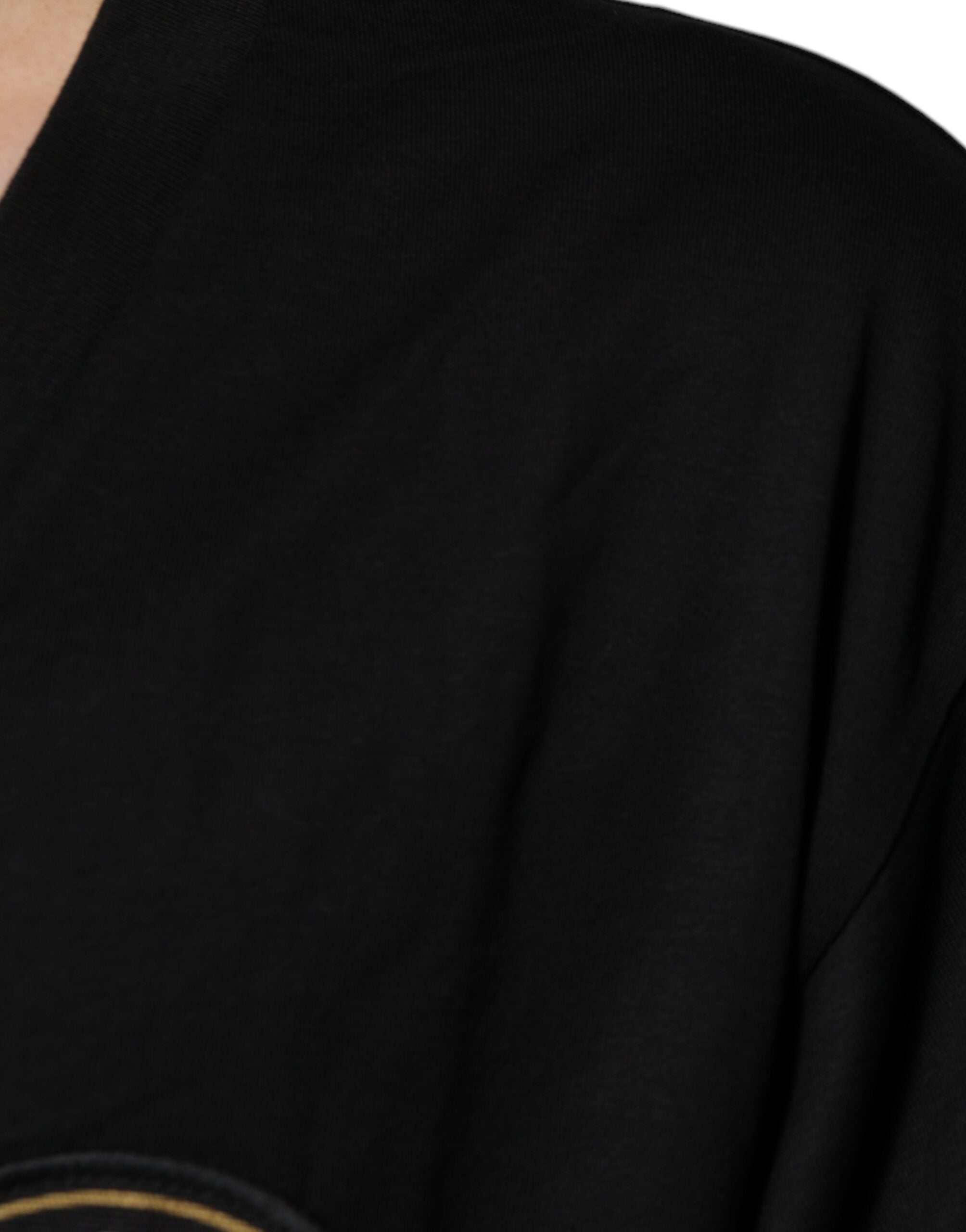 Dolce & Gabbana Black Cotton Logo Vneck Short Sleeve Men's T-shirt