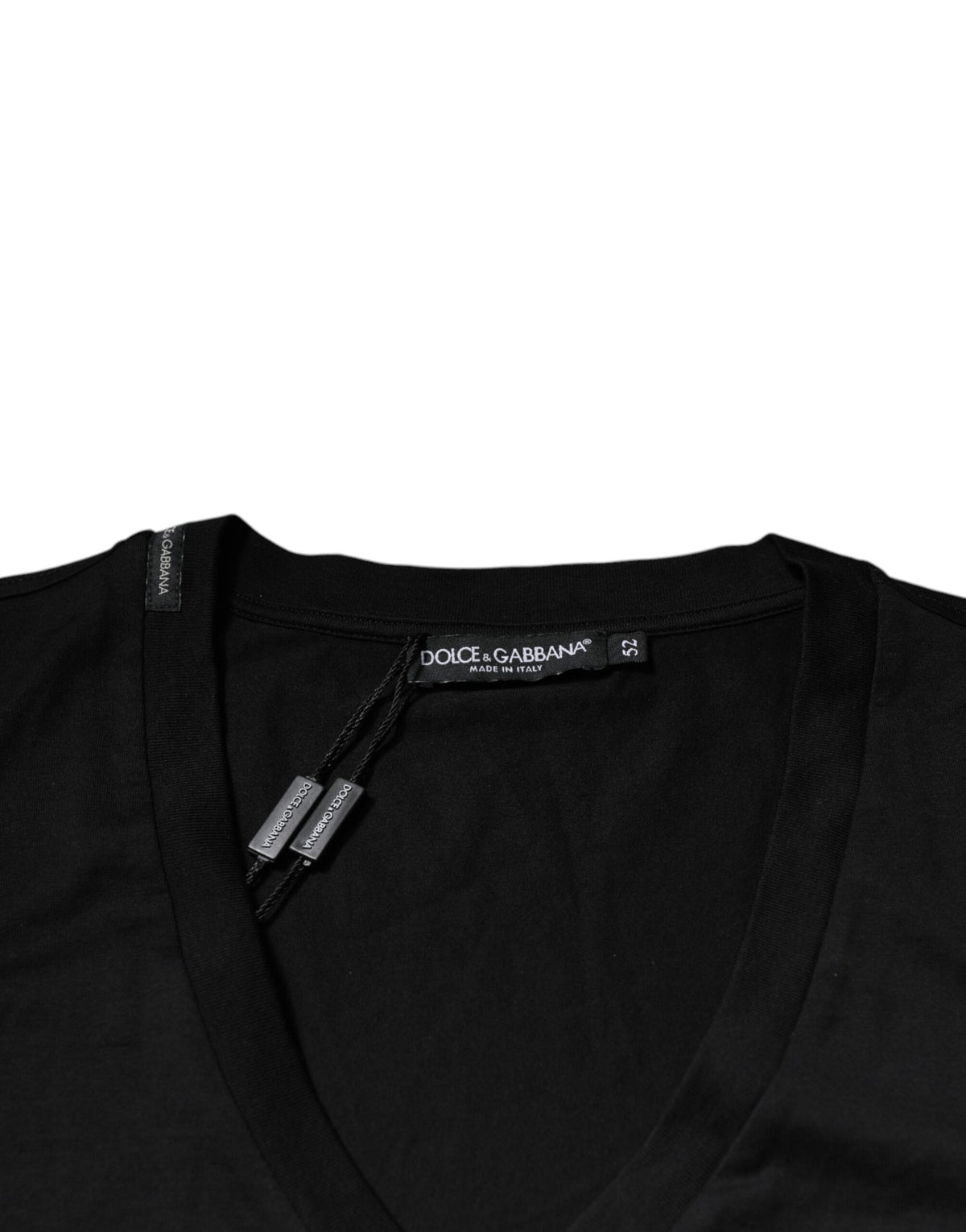Dolce & Gabbana Black Cotton Logo Vneck Short Sleeve Men's T-shirt