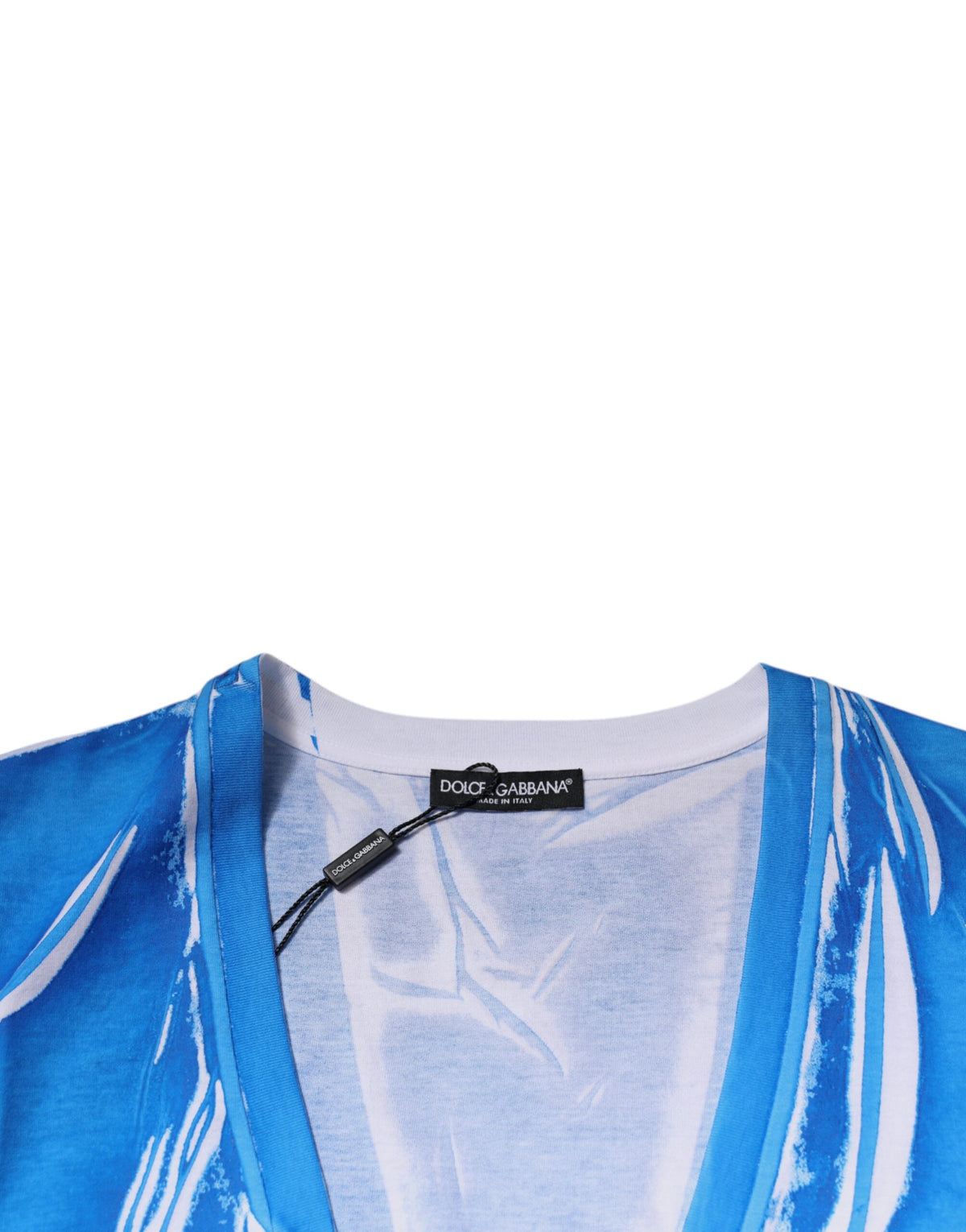 Dolce & Gabbana Blue Cotton V-neck Short Sleeves Men's T-shirt