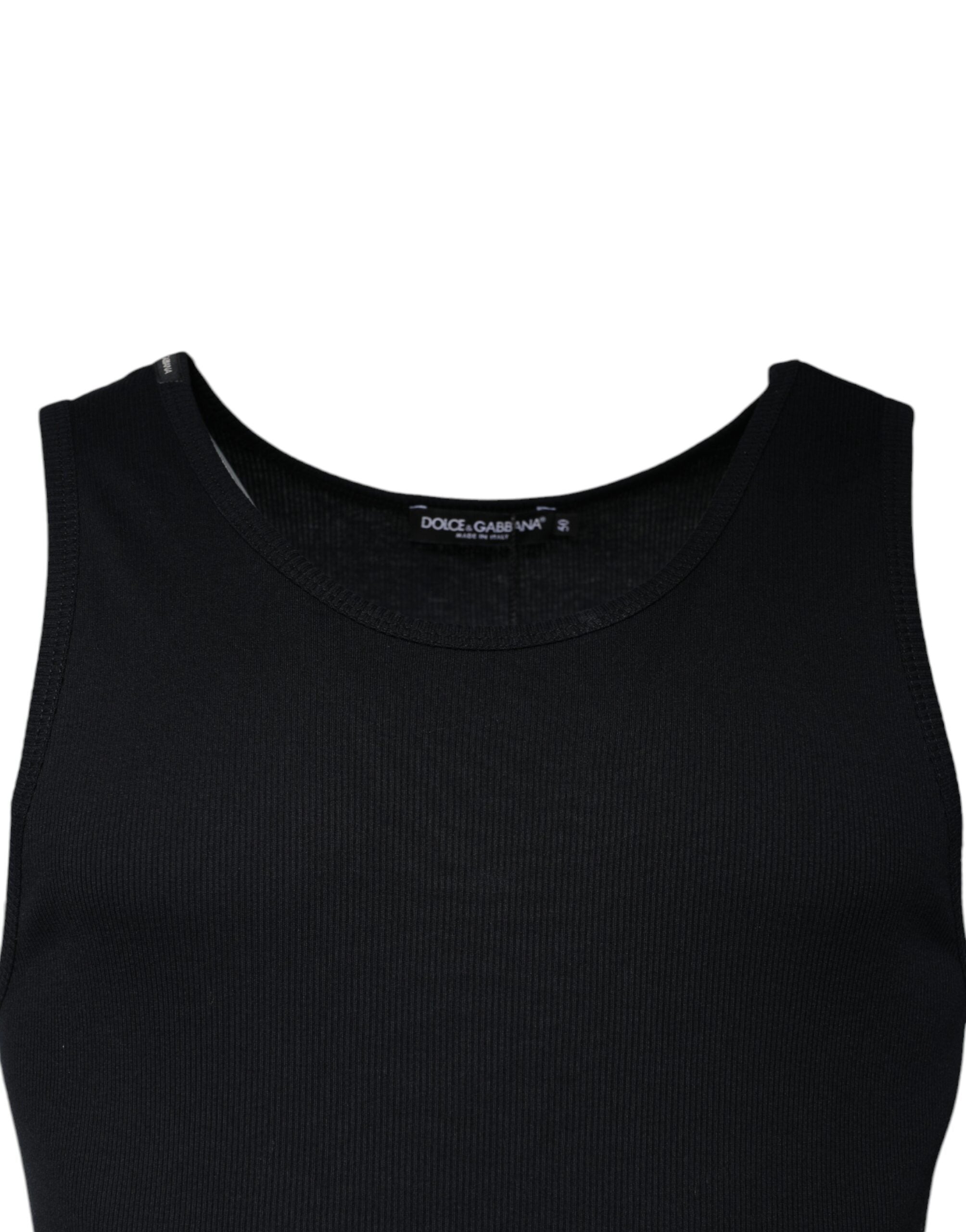 Dolce & Gabbana Black Cotton Sleeveless Round Neck Tank Men's T-shirt