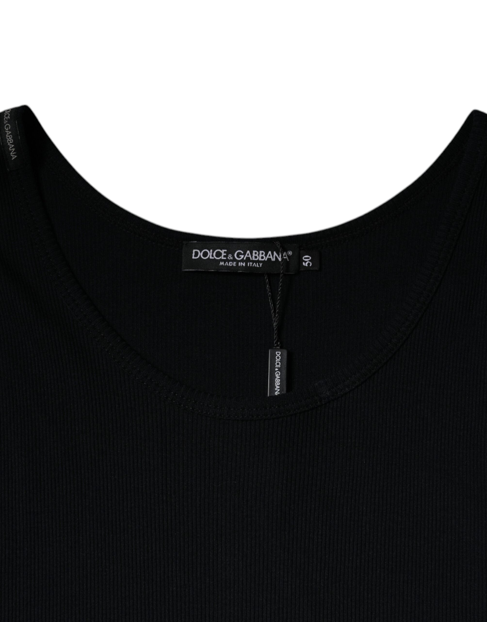 Dolce & Gabbana Black Cotton Sleeveless Round Neck Tank Men's T-shirt