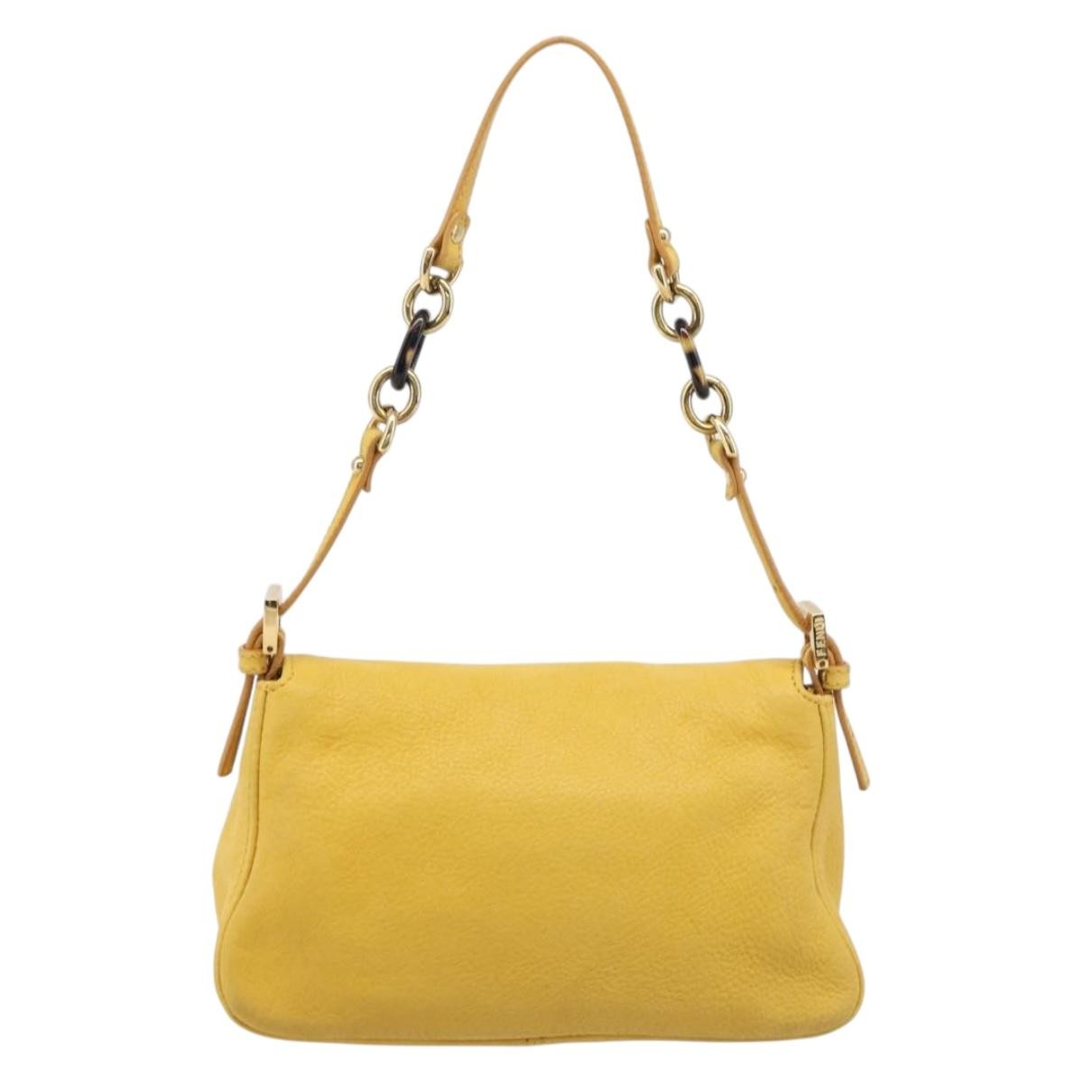 Fendi Fendi Mamma Baguette Monogram Canvas Yellow Leather Handbag (Pre-Owned)