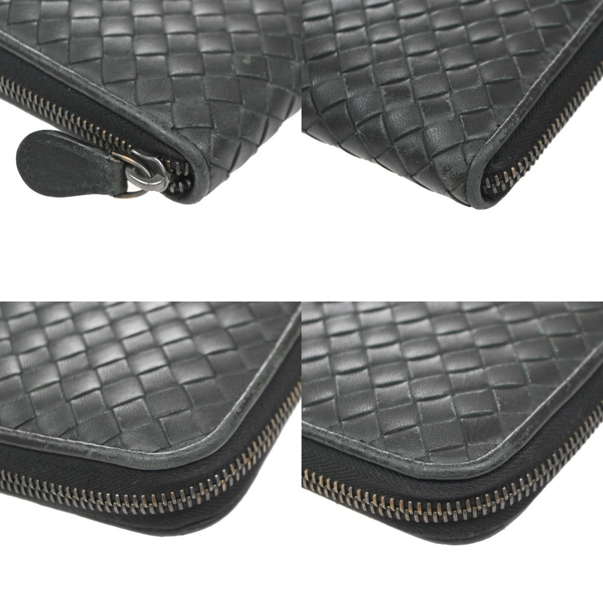 Bottega Veneta Intrecciato Long Zip Leather Black Leather Wallets Accessory (Pre-Owned)