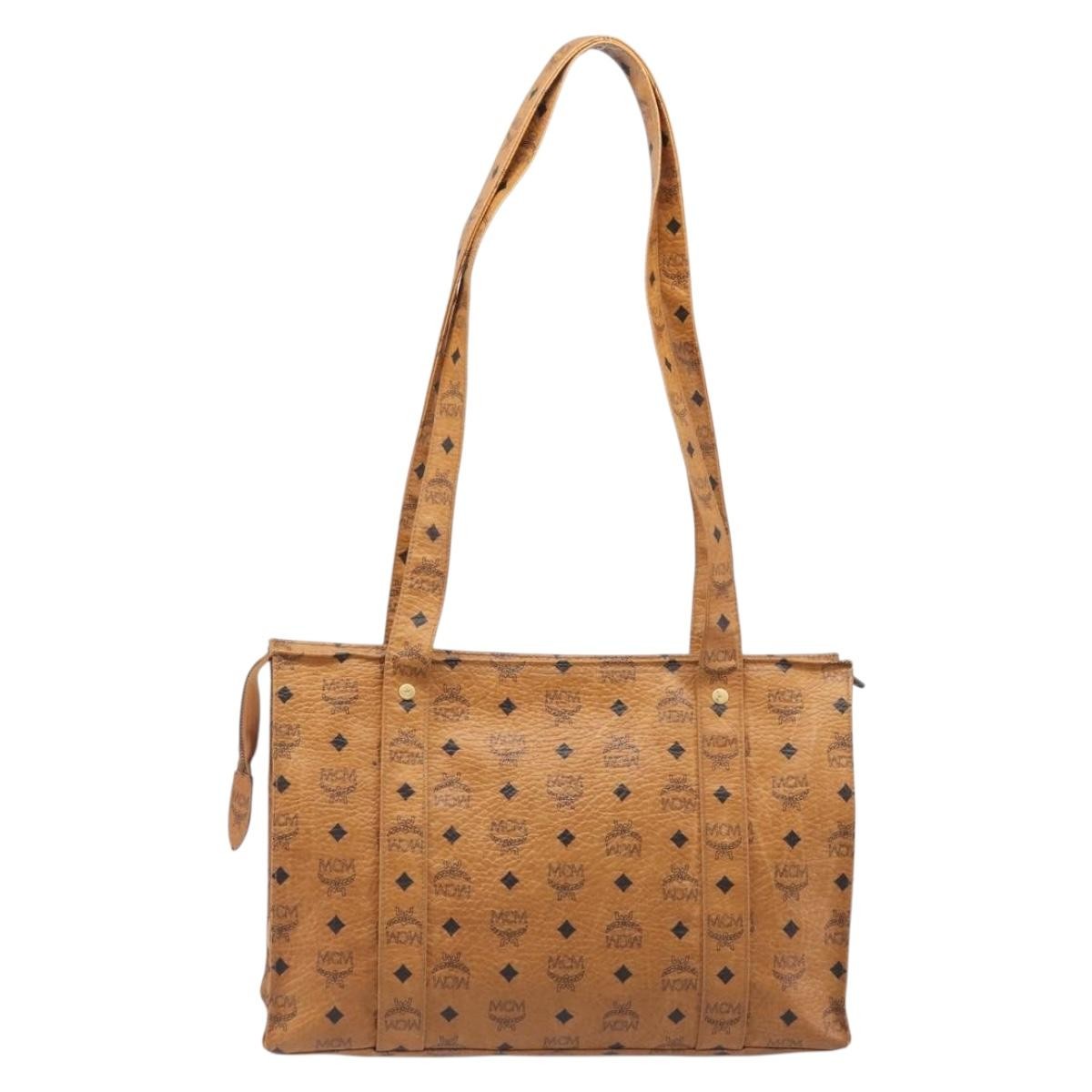 MCM Vintage Visetos Leather Brown Leather Tote Bag Bag (Pre-Owned)