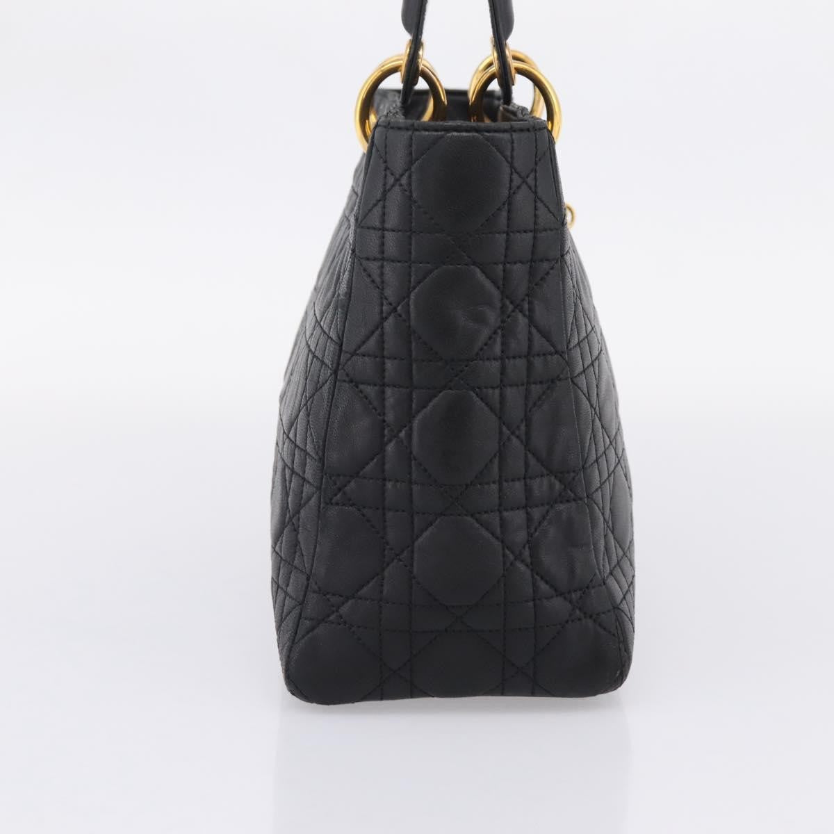 Christian Dior Vintage Lady Dior Leather Black Leather Handbag (Pre-Owned)