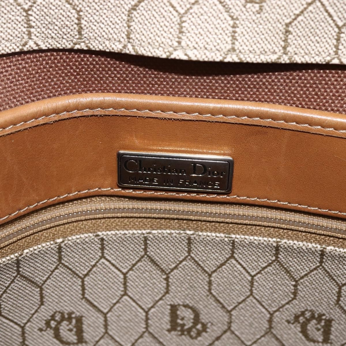 Christian Dior Vintage Honeycomb Canvas And Leather Beige Canvas Shoulder Bag Bag (Pre-Owned)