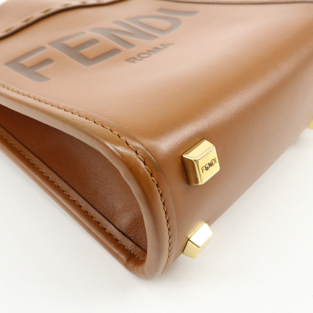Fendi Sunshine Shopper Leather Brown Leather Tote Bag Bag (Pre-Owned)