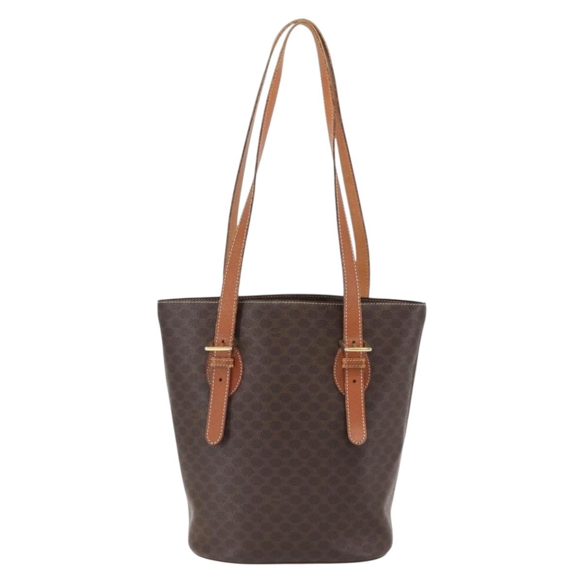 Celine Vintage Macadam Shopper Coated Canvas Brown Canvas Tote Bag Bag (Pre-Owned)