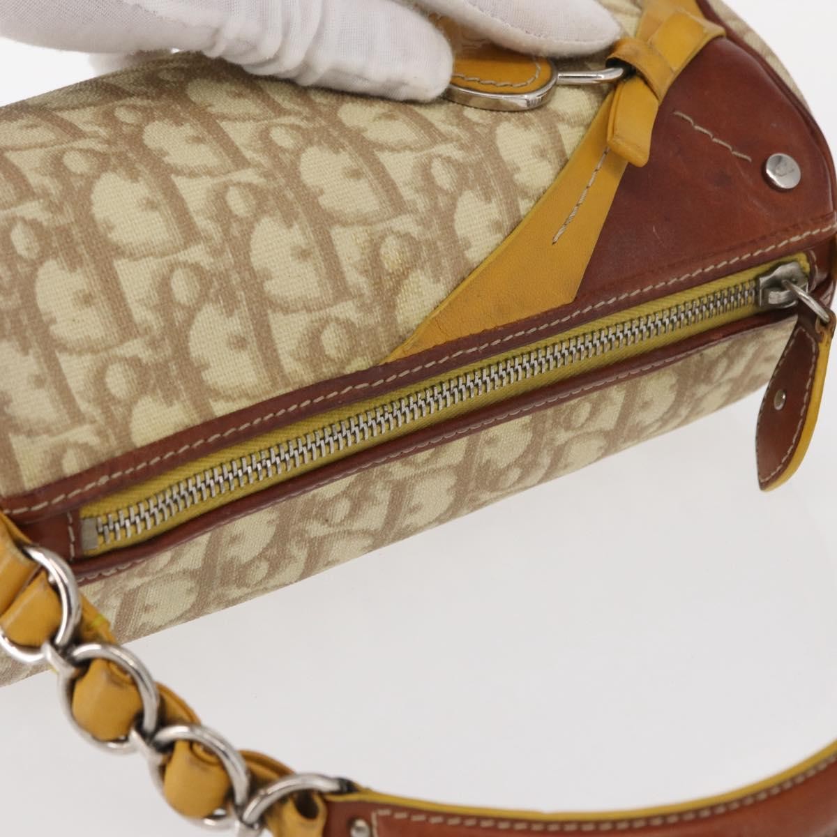 Christian Dior Vintage Trotter Romantique Diorissimo Coated Canvas Beige Canvas Shoulder Bag Bag (Pre-Owned)