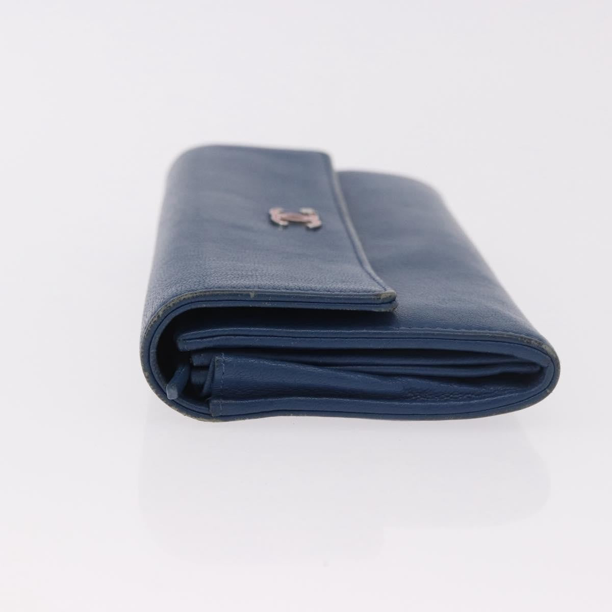 Chanel Lucky Clover Long Flap Wallet Leather Blue Leather Wallets Accessory (Pre-Owned)
