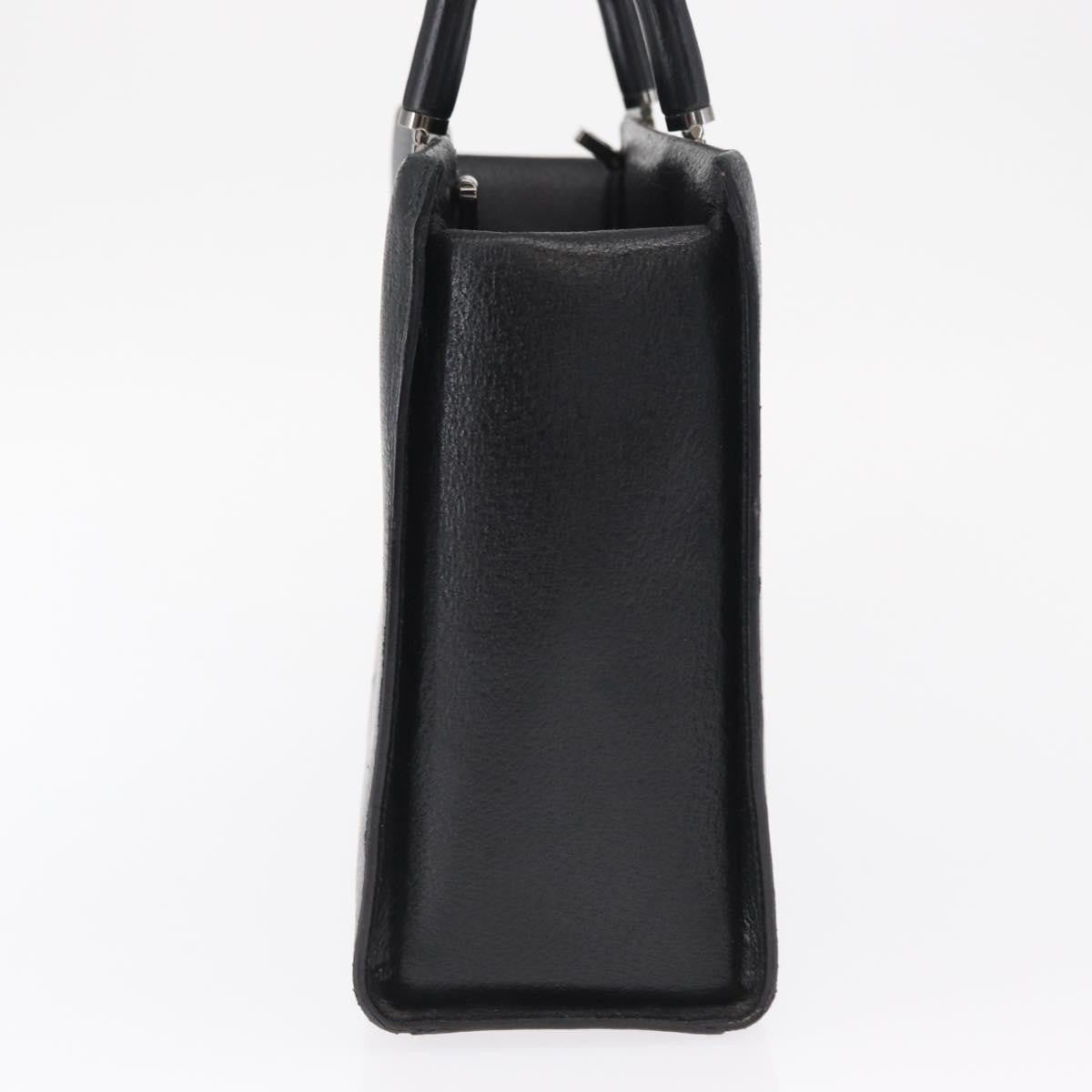Gucci Vintage Bamboo Handle Leather Black Leather Handbag (Pre-Owned)