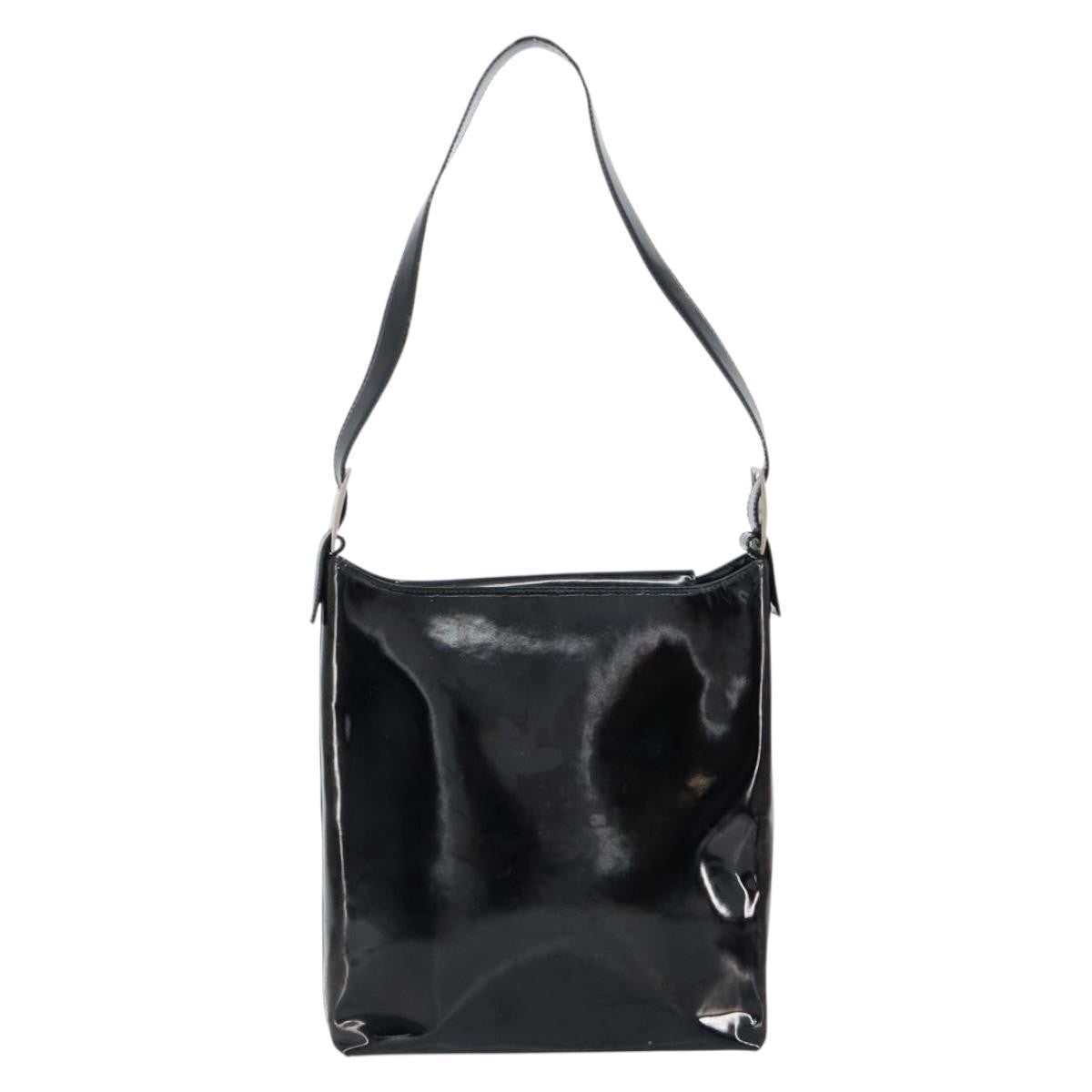 Salvatore Ferragamo Vala Patent Leather Black Patent_Leather Shoulder Bag Bag (Pre-Owned)