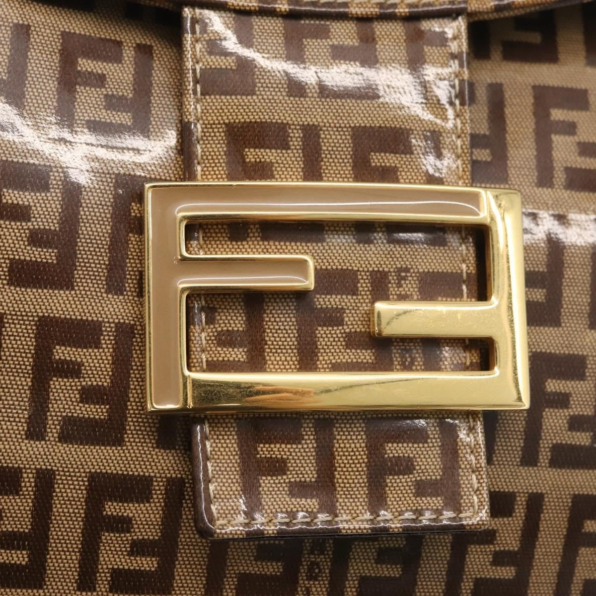 Fendi Mamma Baguette Zucchino Canvas Beige Canvas Shoulder Bag Bag (Pre-Owned)