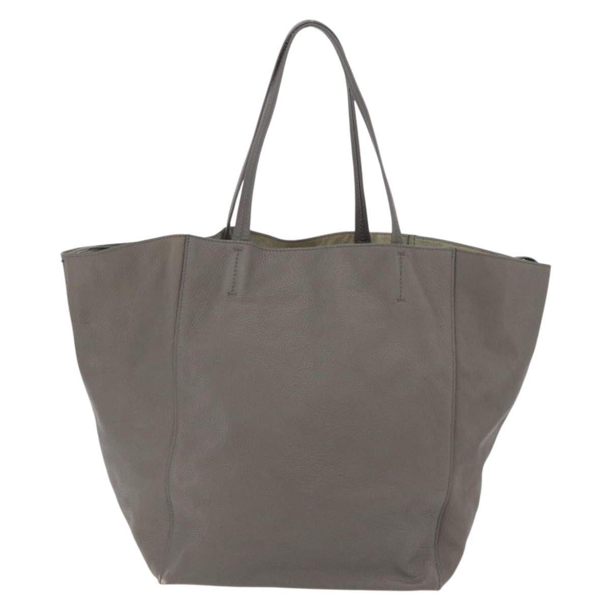 Celine Phantom Cabas Leather Gray Leather Tote Bag Bag (Pre-Owned)