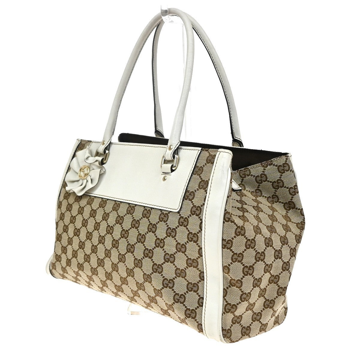 Gucci Trophy Gg Canvas With Leather Brown Canvas Tote Bag Bag (Pre-Owned)