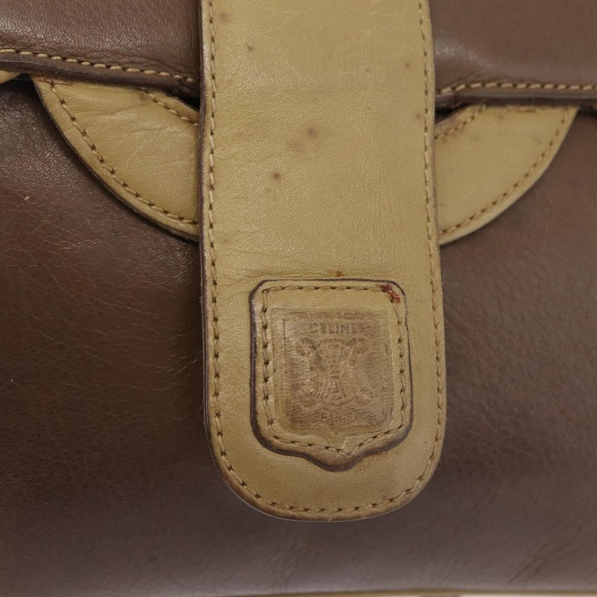 Celine Flap Shoulder Leather Brown Leather Shoulder Bag Bag (Pre-Owned)