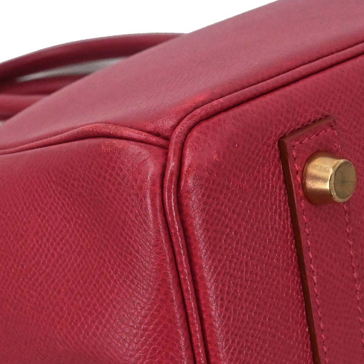 Hermes Birkin Red Courchevel With Gold Hardware Red Leather Handbag (Pre-Owned)