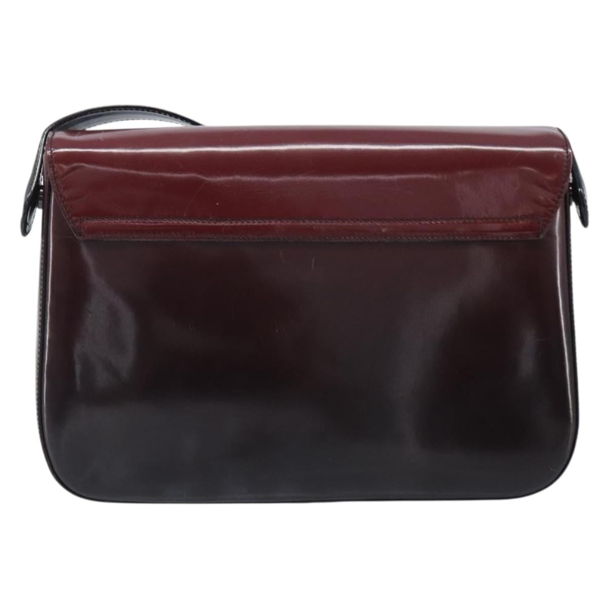 Prada Shoulder Leather Burgundy Patent_Leather Shoulder Bag Bag (Pre-Owned)