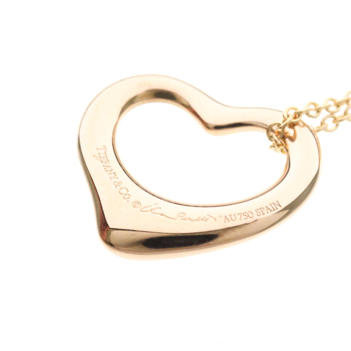 Tiffany & Co. Elsa Peretti Open Heart Pendant 18K Rose Gold Pink Pink_Gold Necklace Jewelry (Pre-Owned)